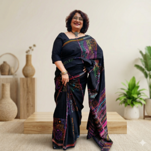 Intricate Hand Kantha Stitch Saree